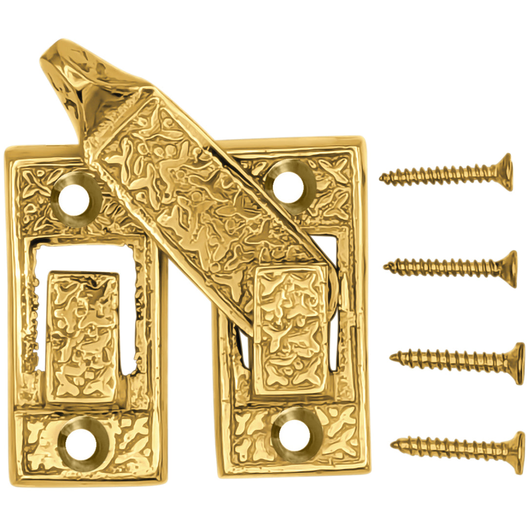 Solid Brass Rice Pattern Cabinet Latch (Several Finishes Available)