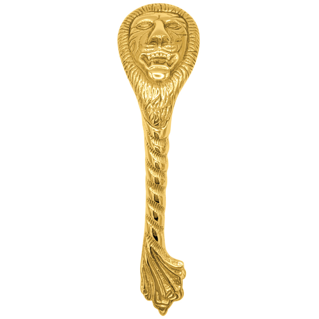 10 Inch Ornate Lion's Head Door Pull (Polished Brass Finish)