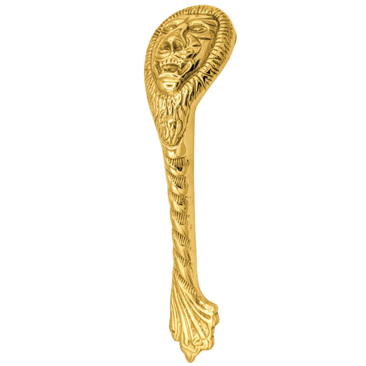 10 Inch Ornate Lion's Head Door Pull (Polished Brass Finish)