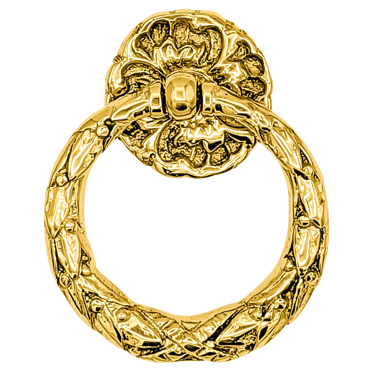 2 1/4 Inch Solid Brass French Floral Drawer Ring Pull