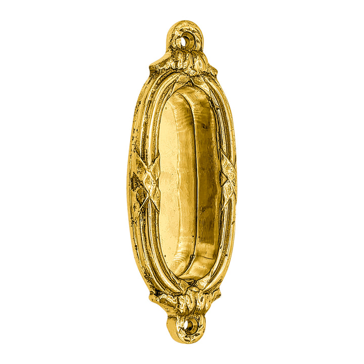 4 1/3 Inch Solid Brass Ribbon & Reed Door Pull