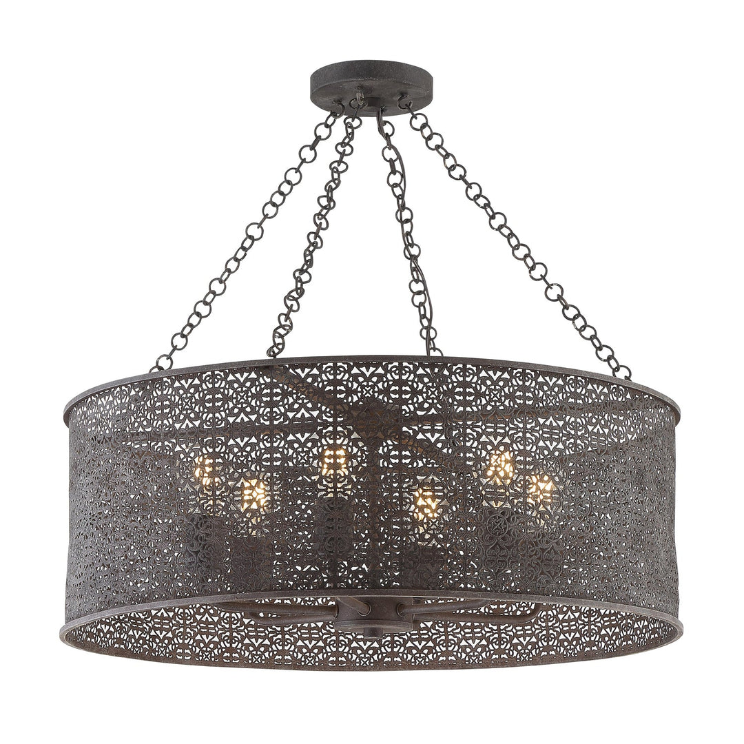 Jasmine 6 Light Forged Bronze Chandelier Crystorama