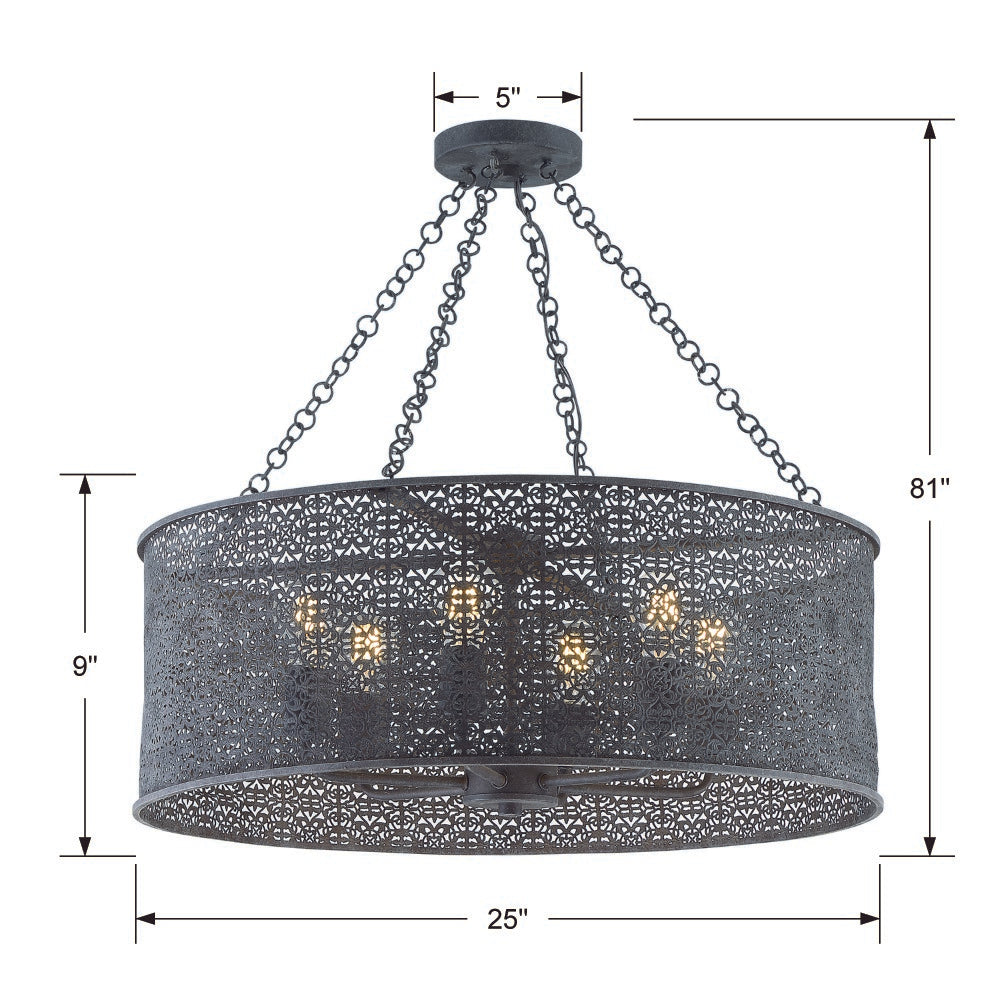 Jasmine 6 Light Forged Bronze Chandelier Crystorama