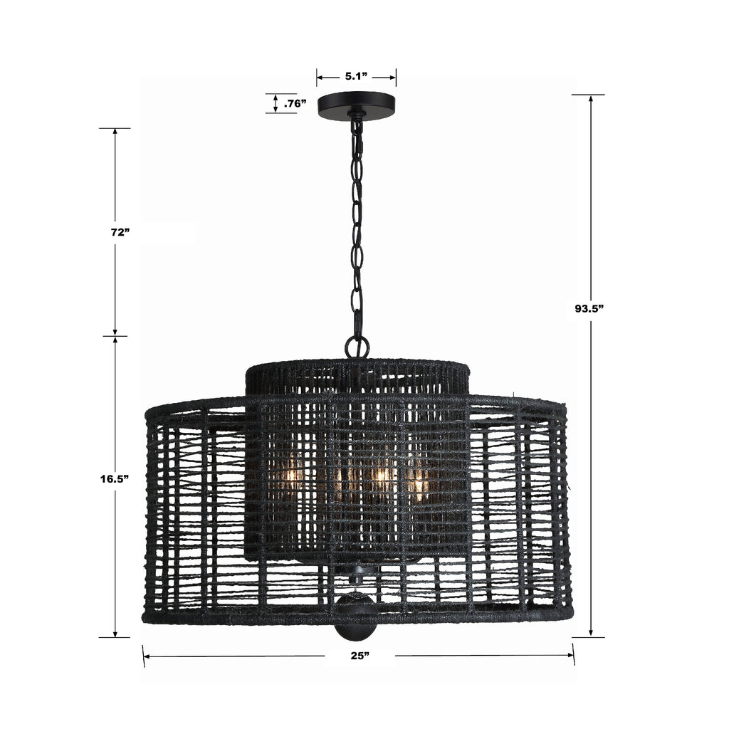 Jayna 4 Light Matte Black Chandelier Crystorama