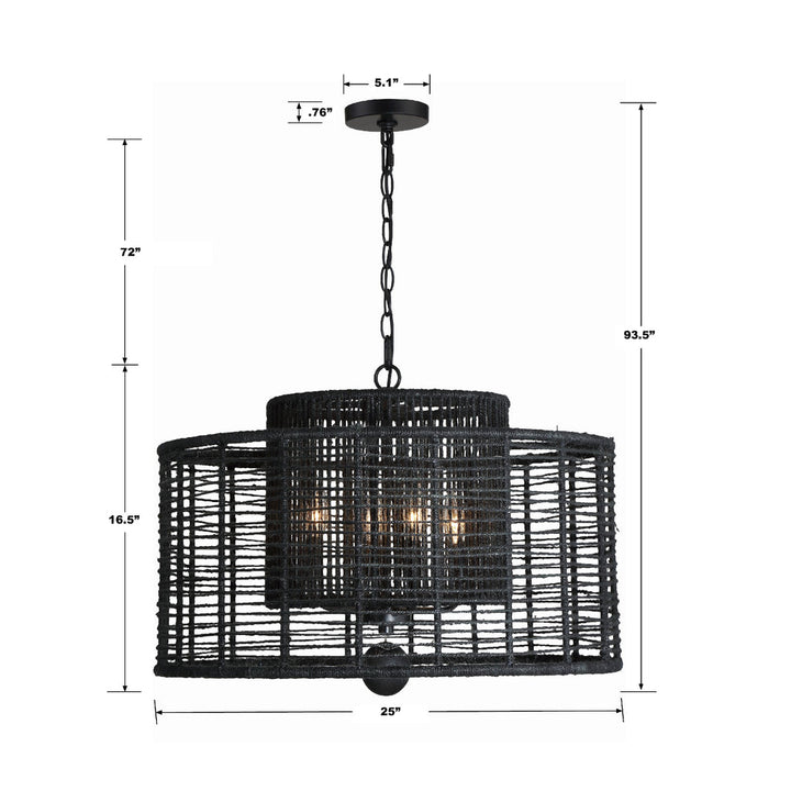 Jayna 4 Light Matte Black Chandelier Crystorama