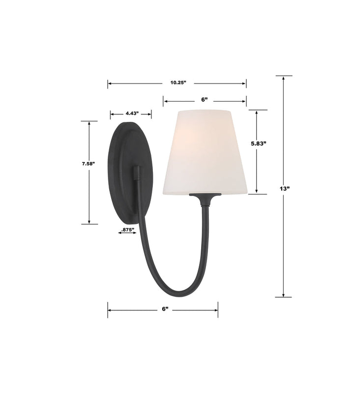 Juno 1 Light Black Forged Sconce Crystorama