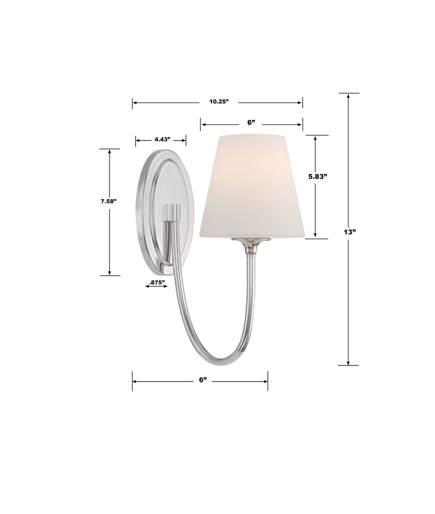 Juno 1 Light Polished Nickel Sconce Crystorama