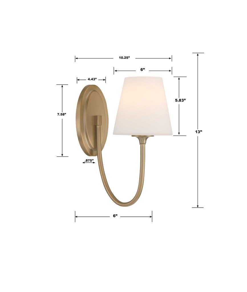 Juno 1 Light Vibrant Gold Sconce Crystorama