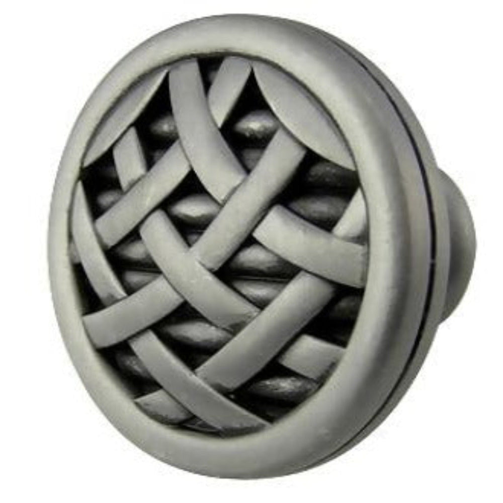 1 1/2 Inch Crossover Ribbon Satin Pewter Cabinet & Furniture Knob COPPER MOUNTAIN HARDWARE