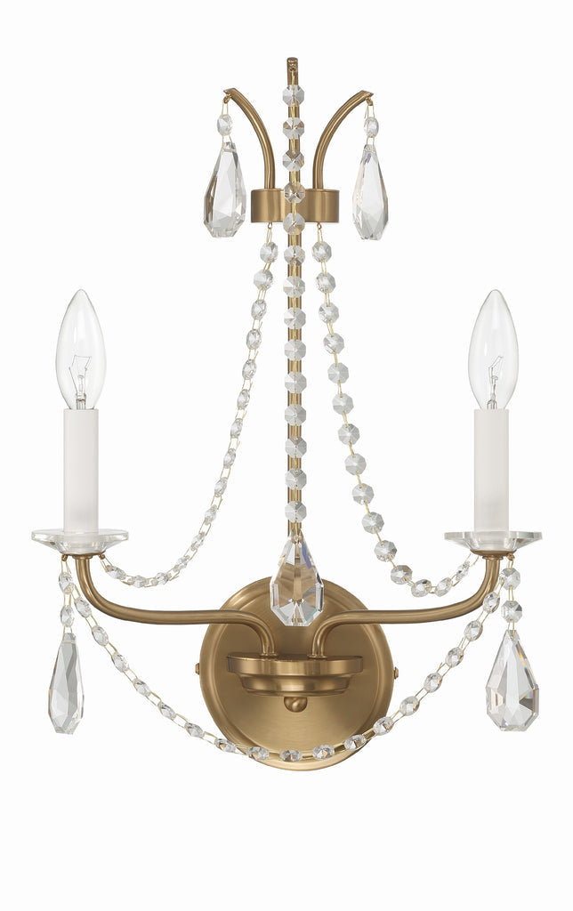 Karrington 2 Light Aged Brass Sconce Crystorama