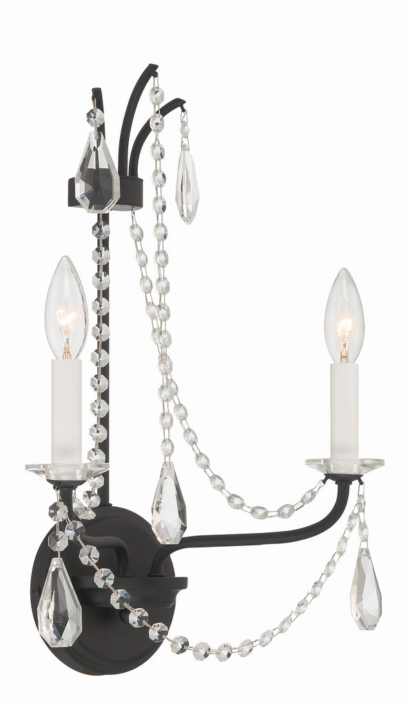 Karrington 2 Light Matte Black Sconce Crystorama