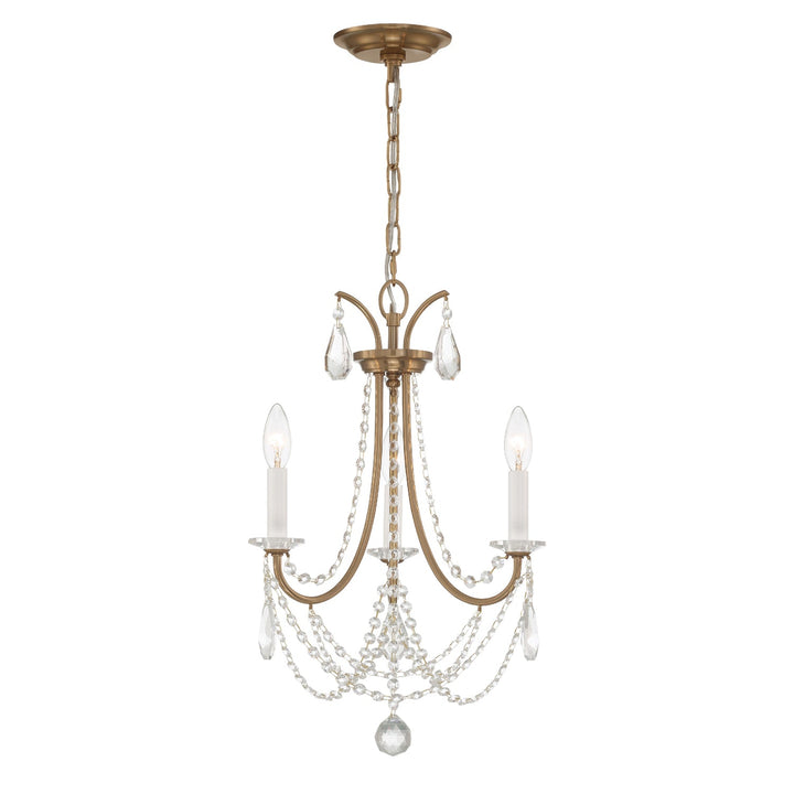 Karrington 3 Light Aged Brass Mini Chandelier Crystorama