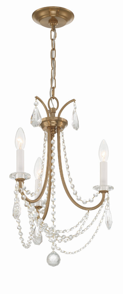 Karrington 3 Light Aged Brass Mini Chandelier Crystorama