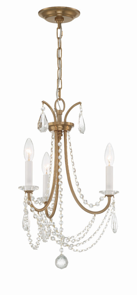 Karrington 3 Light Aged Brass Mini Chandelier Crystorama