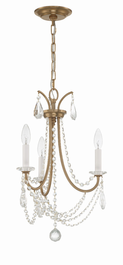 Karrington 3 Light Aged Brass Mini Chandelier Crystorama