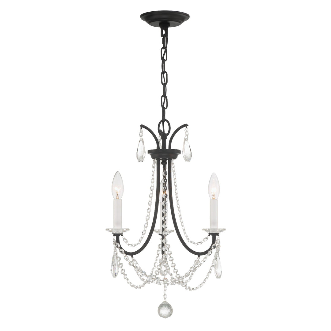 Karrington 3 Light Matte Black Mini Chandelier Crystorama