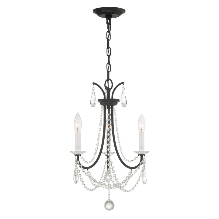 Karrington 3 Light Matte Black Mini Chandelier Crystorama