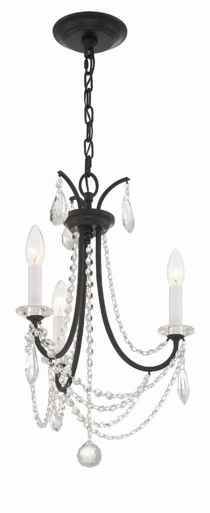 Karrington 3 Light Matte Black Mini Chandelier Crystorama