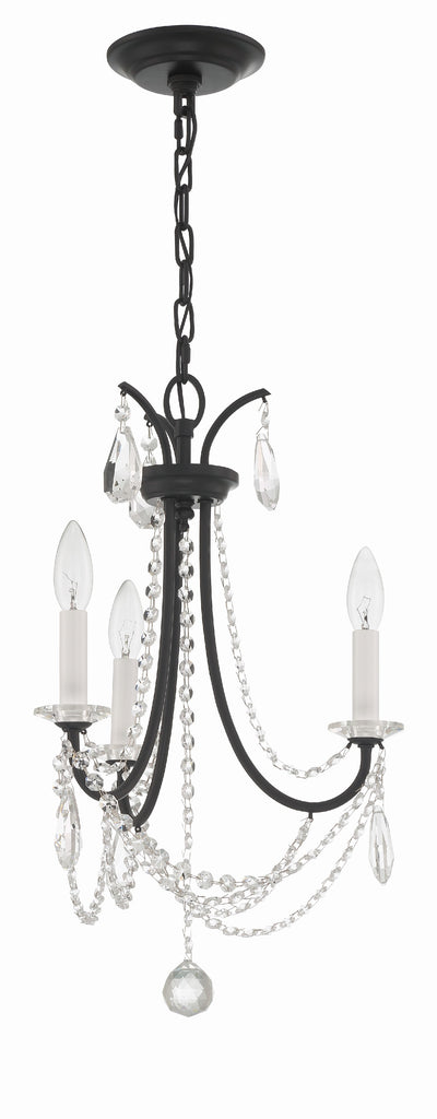 Karrington 3 Light Matte Black Mini Chandelier Crystorama