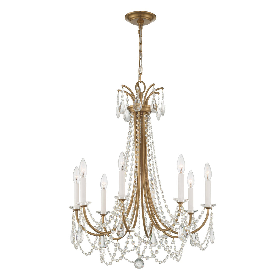 Karrington 8 Light Aged Brass Chandelier Crystorama