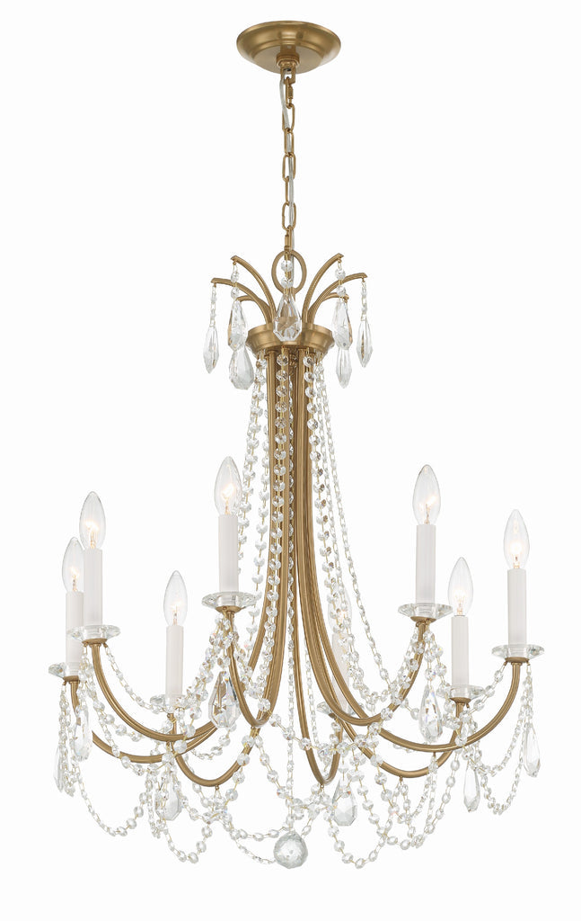 Karrington 8 Light Aged Brass Chandelier Crystorama