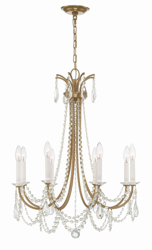 Karrington 8 Light Aged Brass Chandelier Crystorama