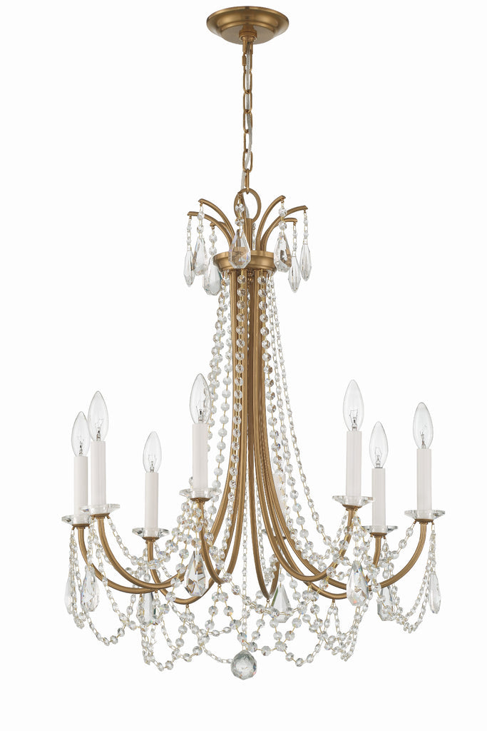 Karrington 8 Light Aged Brass Chandelier Crystorama