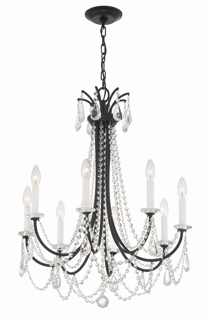 Karrington 8 Light Matte Black Chandelier Crystorama