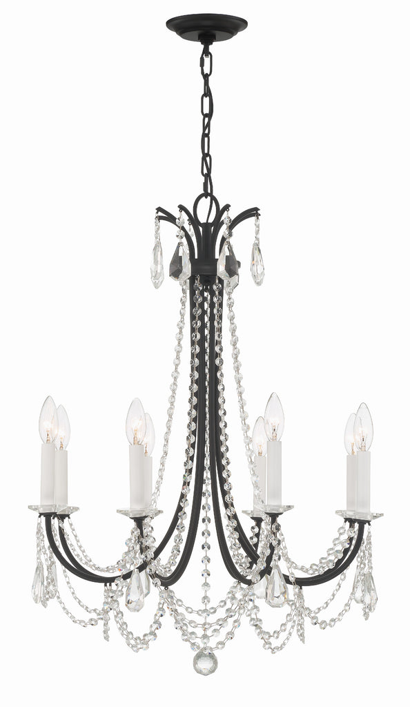 Karrington 8 Light Matte Black Chandelier Crystorama