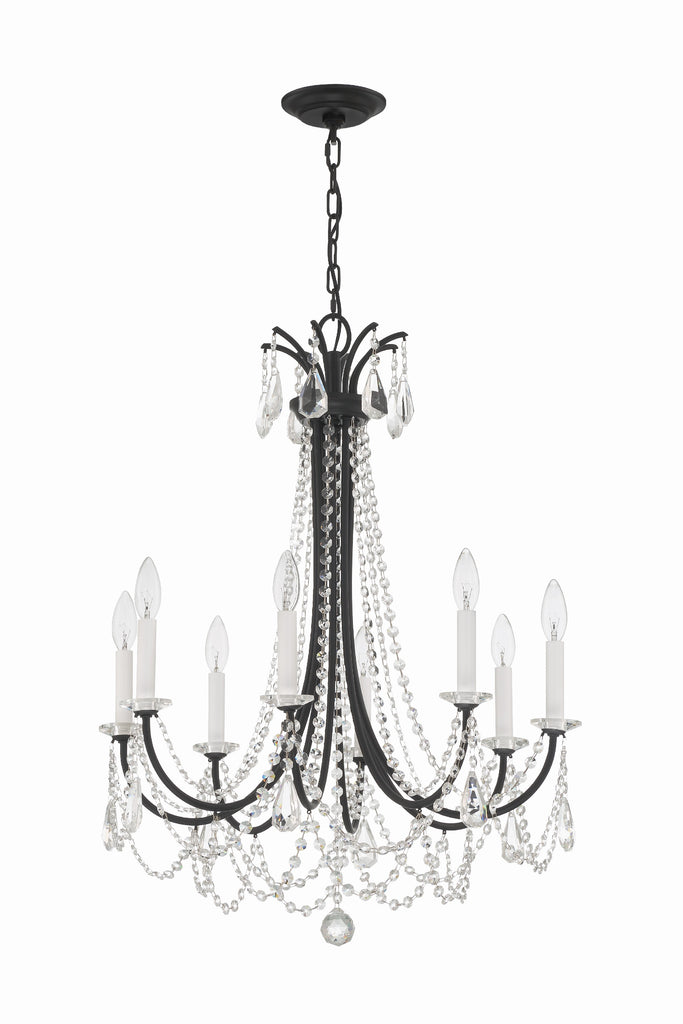 Karrington 8 Light Matte Black Chandelier Crystorama