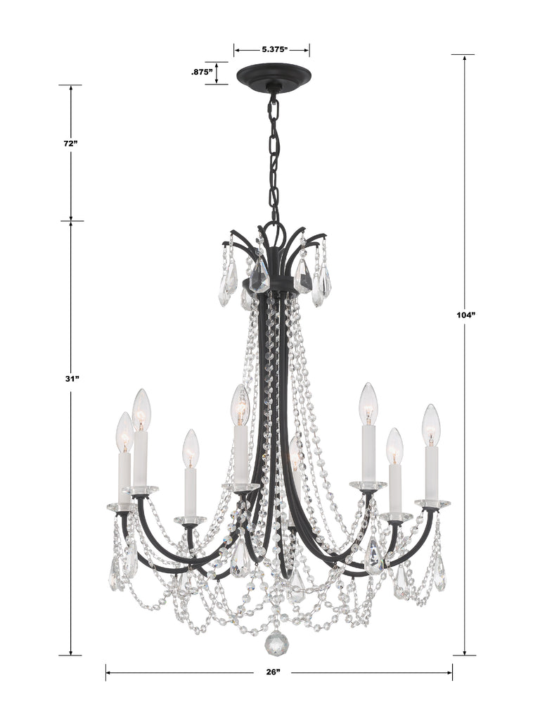 Karrington 8 Light Matte Black Chandelier Crystorama