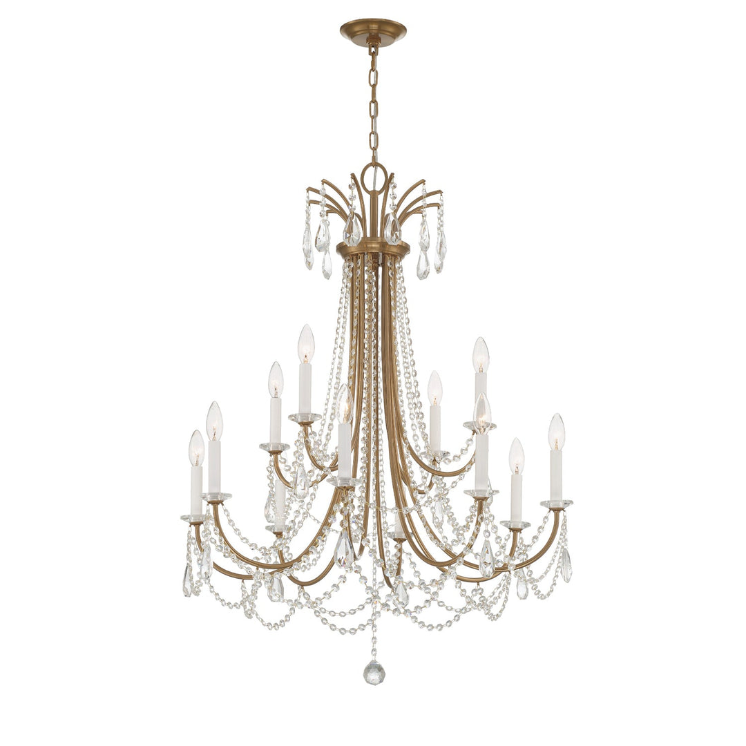 Karrington 12 Light Aged Brass Chandelier Crystorama