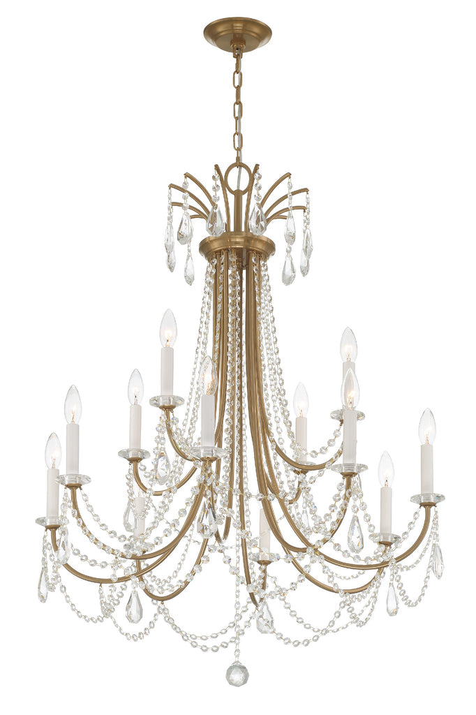 Karrington 12 Light Aged Brass Chandelier Crystorama