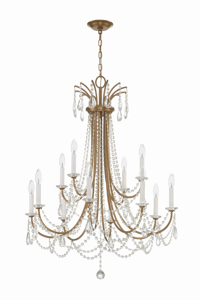 Karrington 12 Light Aged Brass Chandelier Crystorama