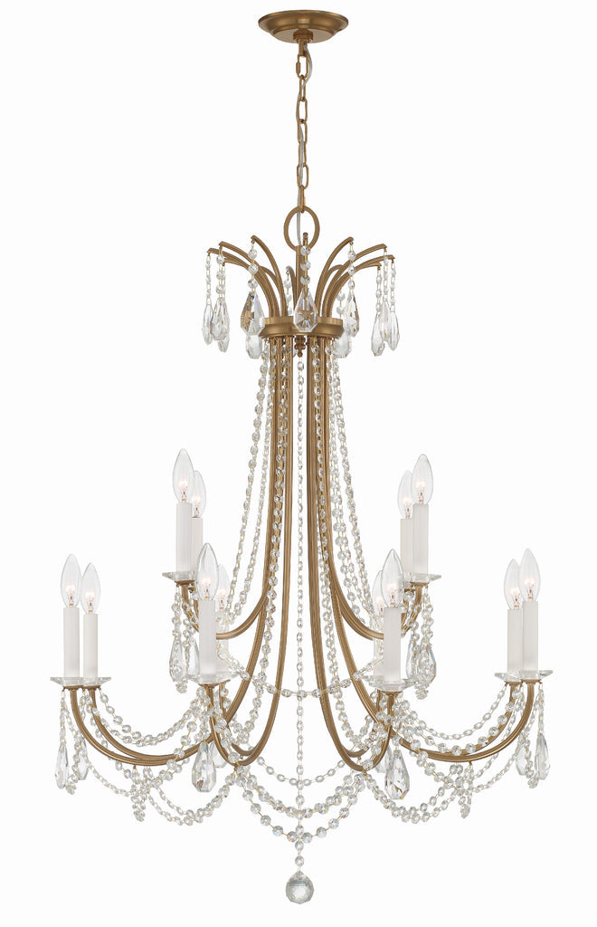 Karrington 12 Light Aged Brass Chandelier Crystorama