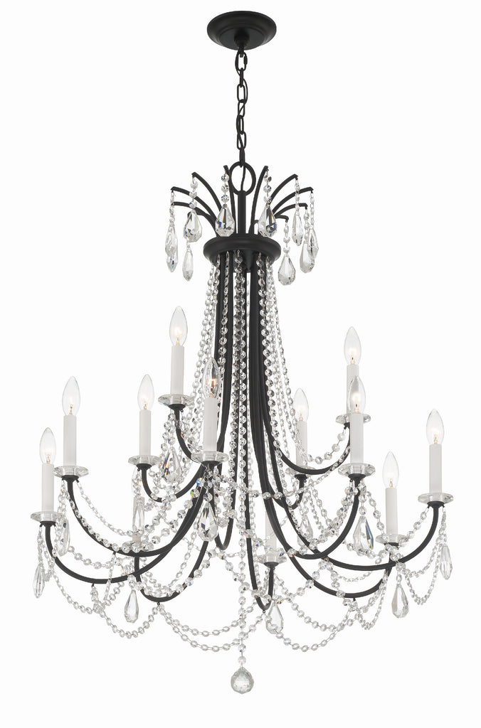 Karrington 12 Light Matte Black Chandelier Crystorama