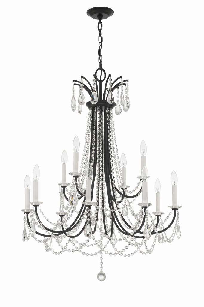 Karrington 12 Light Matte Black Chandelier Crystorama