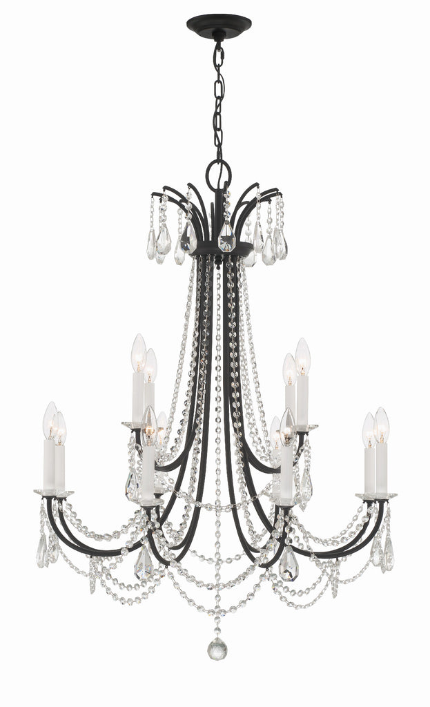 Karrington 12 Light Matte Black Chandelier Crystorama