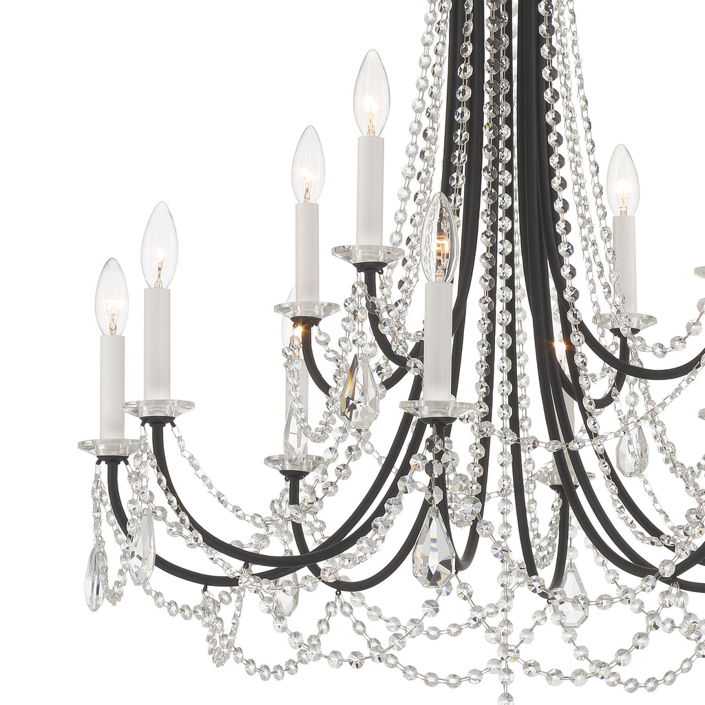 Karrington 12 Light Matte Black Chandelier Crystorama