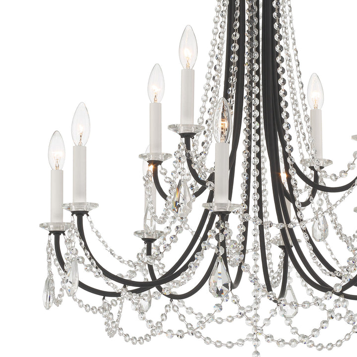 Karrington 12 Light Matte Black Chandelier Crystorama