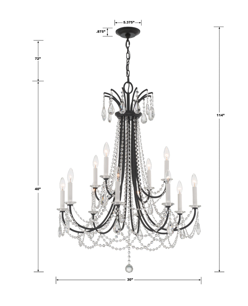 Karrington 12 Light Matte Black Chandelier Crystorama