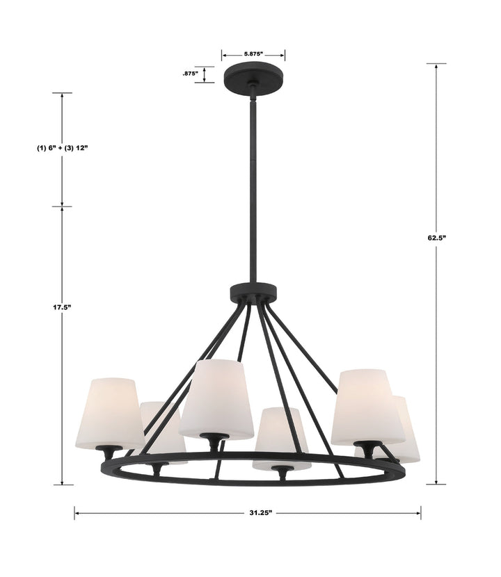 Keenan 6 Light Black Forged Chandelier Crystorama