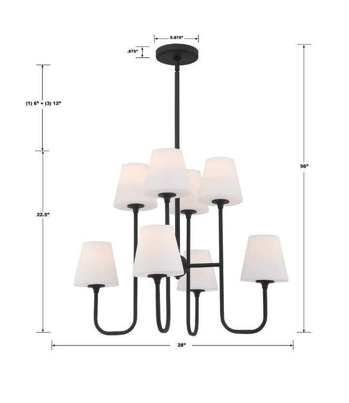 Keenan 8 Light Black Forged Chandelier Crystorama