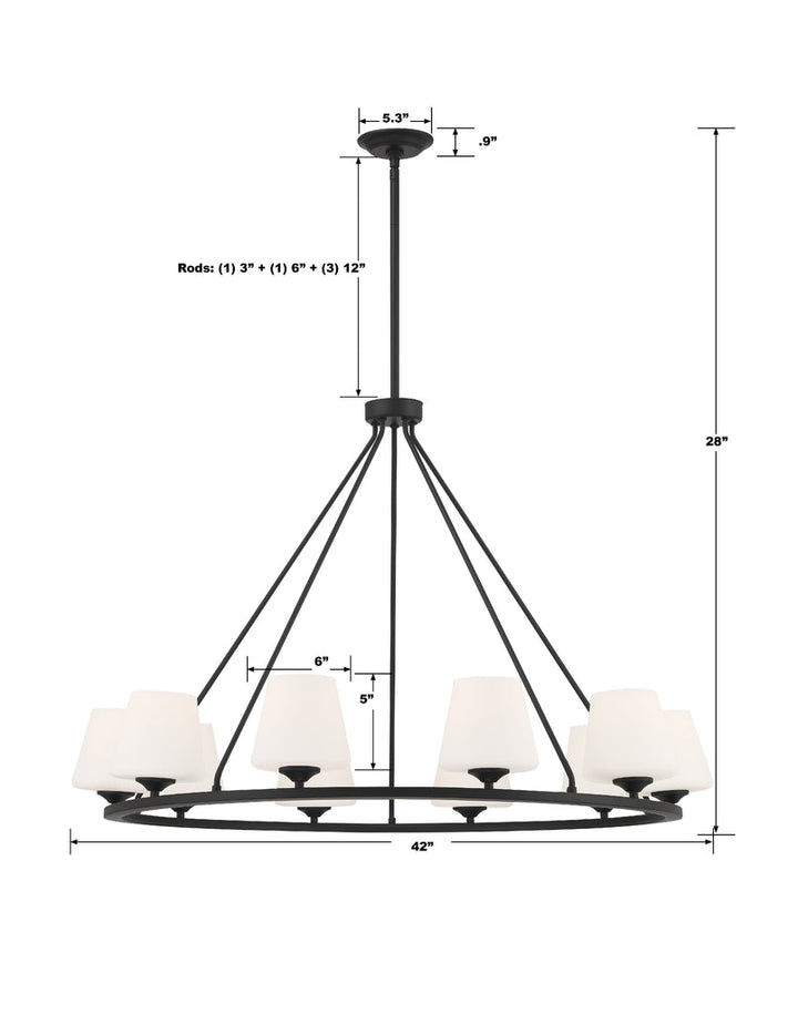 Keenan 10 Light Matte Black Chandelier Crystorama