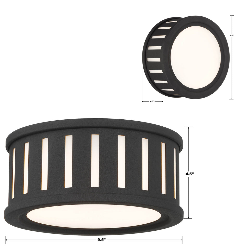 Crystorama Crystorama Kendal 2 Light Black Forged Flush Mount 
