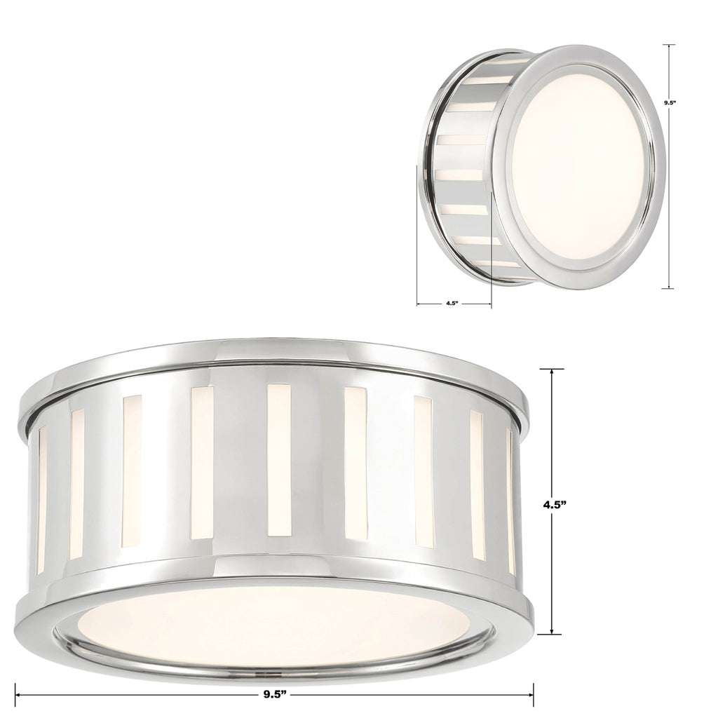 Crystorama Crystorama Kendal 2 Light Polished Nickel Flush Mount 
