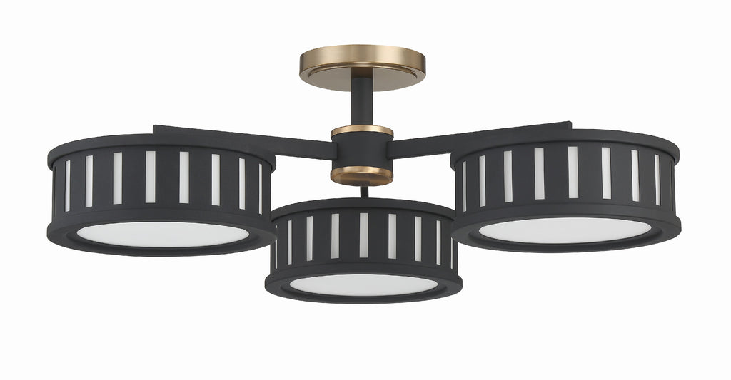 Crystorama Crystorama Kendal 6 Light Vibrant Gold + Black Forged Semi Flush Mount