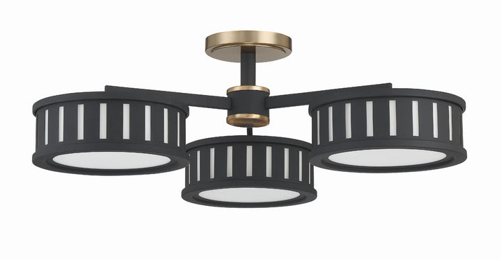 Crystorama Crystorama Kendal 6 Light Vibrant Gold + Black Forged Semi Flush Mount