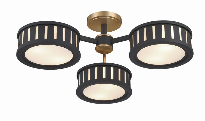 Crystorama Crystorama Kendal 6 Light Vibrant Gold + Black Forged Semi Flush Mount