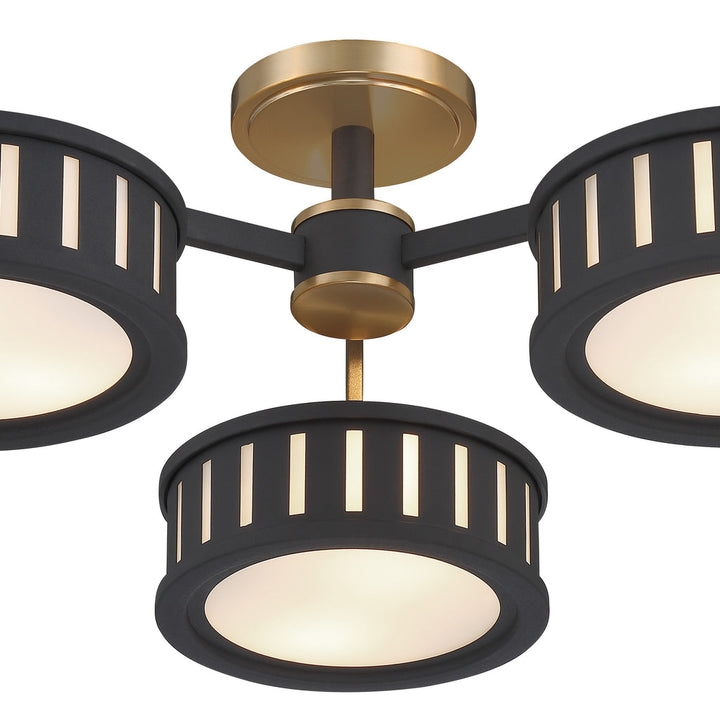 Crystorama Crystorama Kendal 6 Light Vibrant Gold + Black Forged Semi Flush Mount